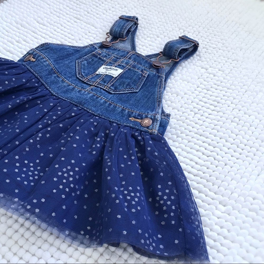 EUC Denim Jumper with Navy Tulle Skirt by Oshkosh